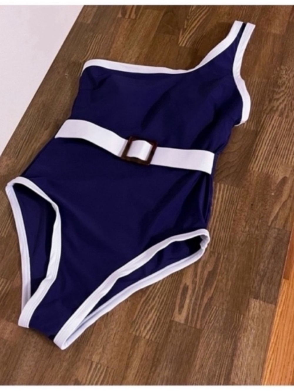 CUPSHE Colorblock Belted One Shoulder One Piece Swimsuit Bathing Suit NWT Sz S